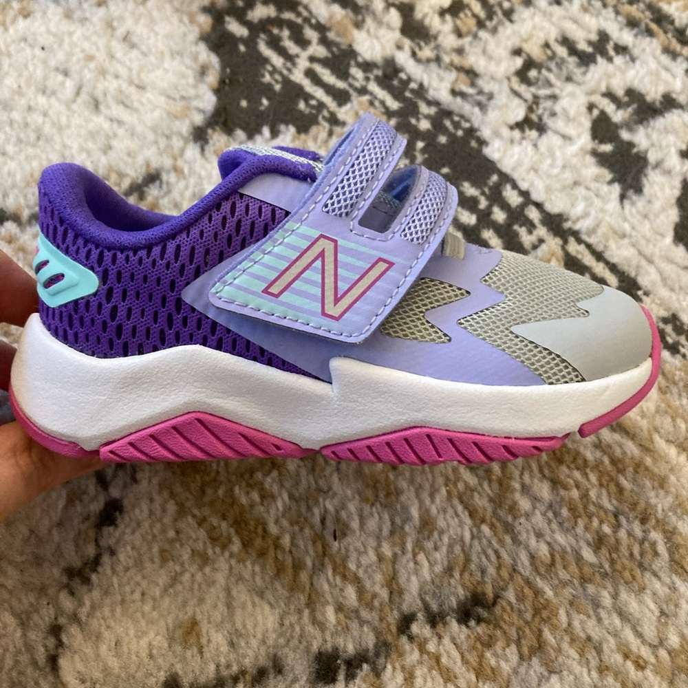 BRAND NEW New Balance Toddler Girl Purple Pink Sneakers Velcro Size 8.5US